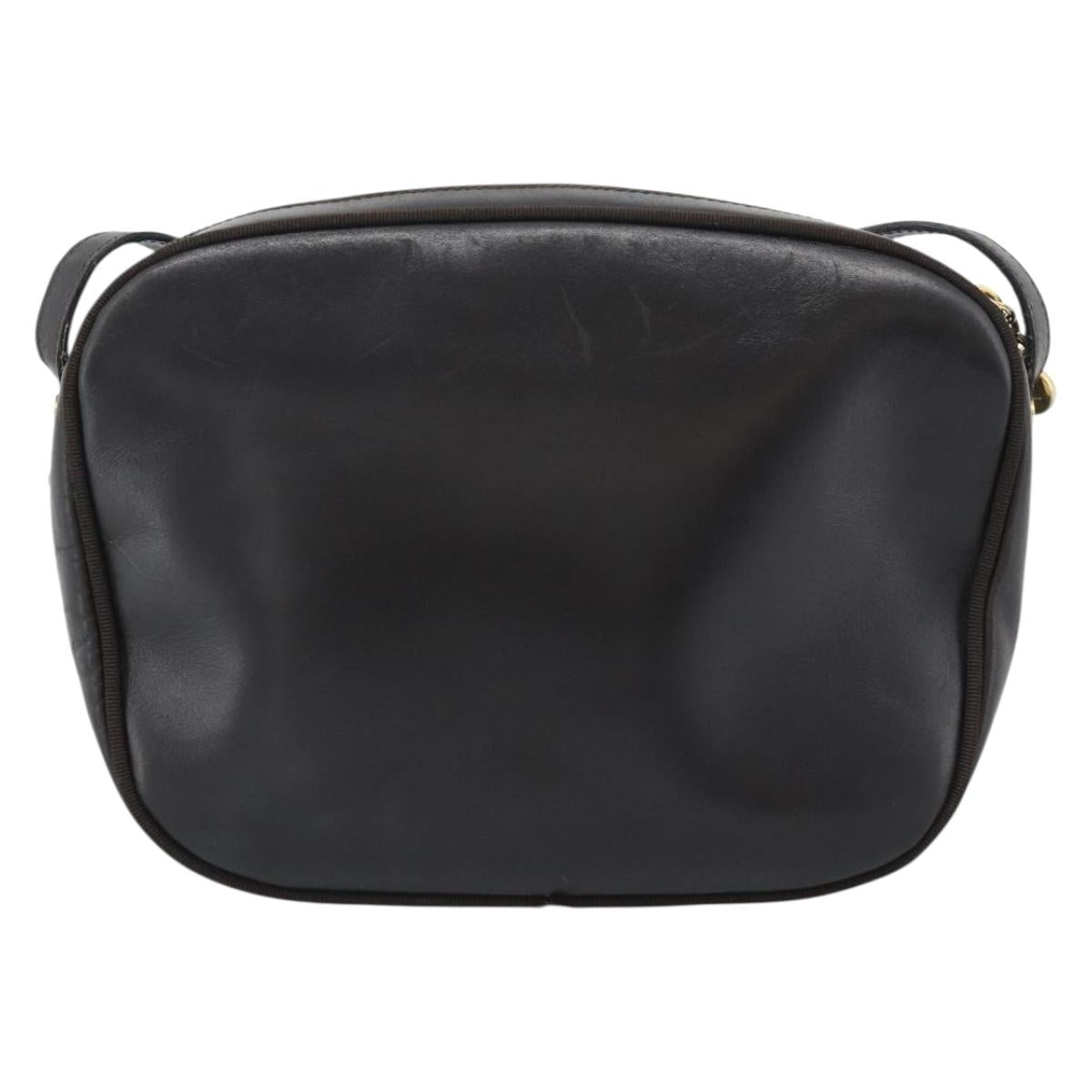 Salvatore Ferragamo Vala Shoulder Bag Leather Brown Gold Auth ka4659