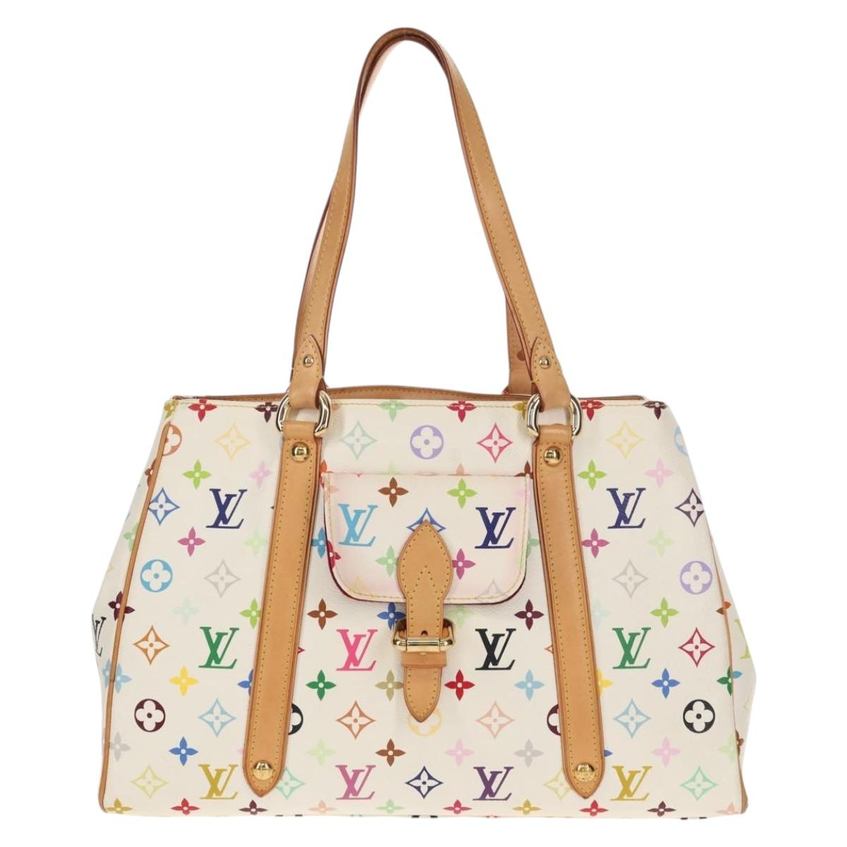 LOUIS VUITTON Monogram Multicolor Aurelia MM Tote Bag White M40094 Auth ka465V