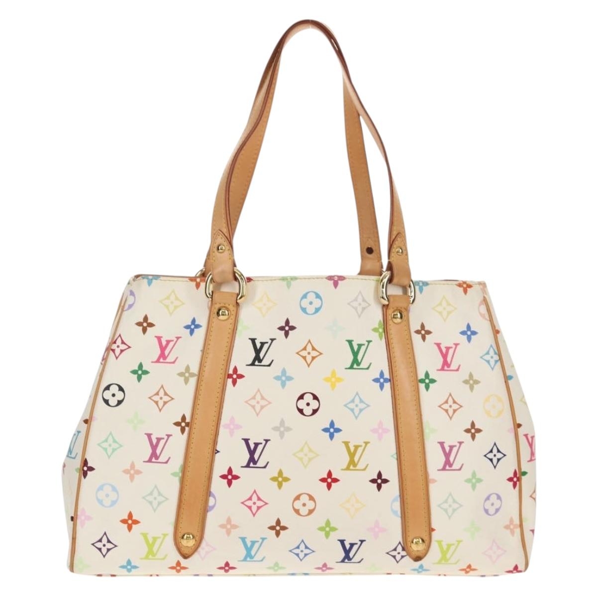 LOUIS VUITTON Monogram Multicolor Aurelia MM Tote Bag White M40094 Auth ka465V