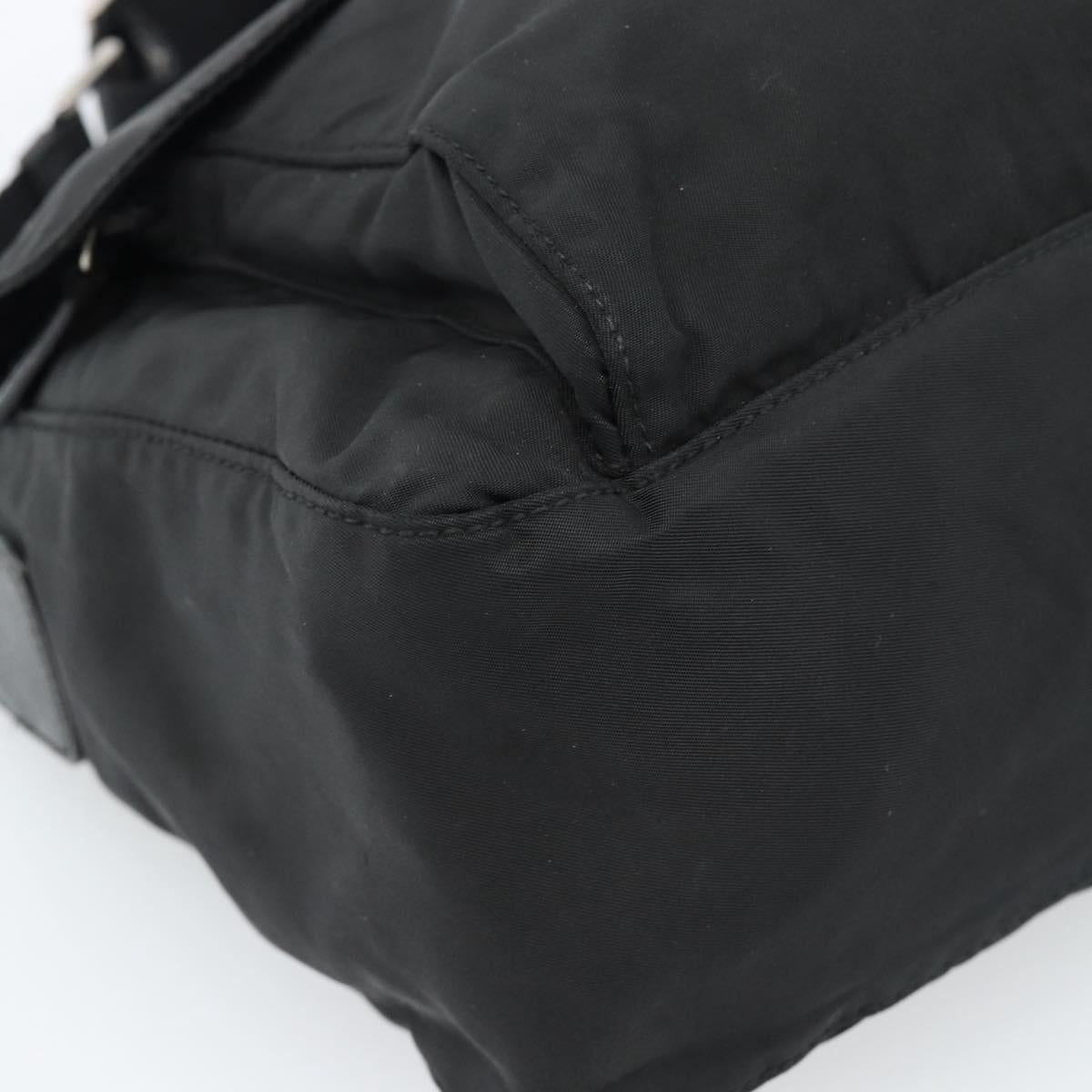 PRADA Shoulder Bag Nylon Black Silver Auth ka4660A