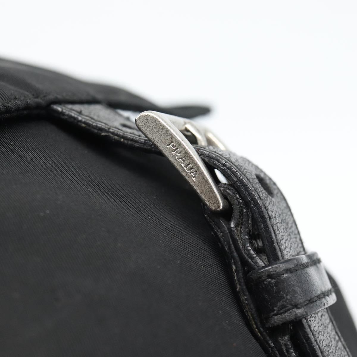 PRADA Shoulder Bag Nylon Black Silver Auth ka4660A