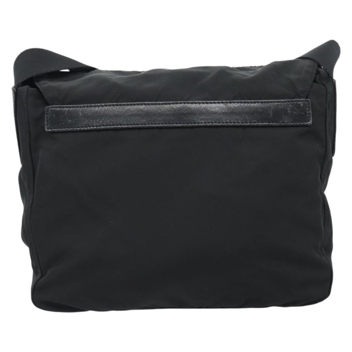PRADA Shoulder Bag Nylon Black Silver Auth ka4660A