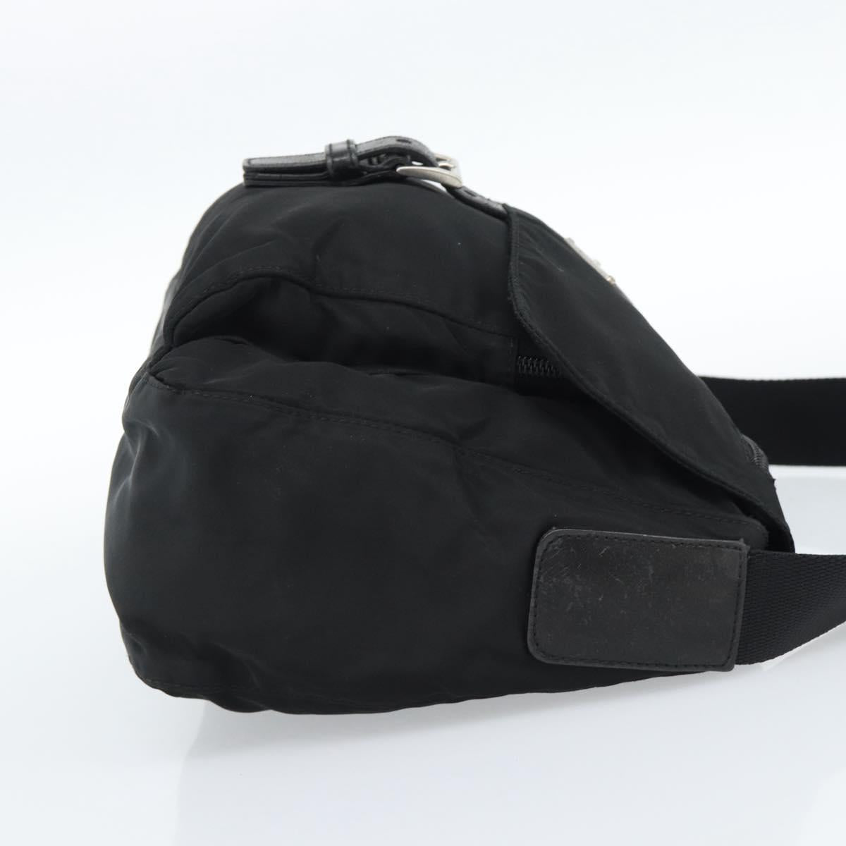 PRADA Shoulder Bag Nylon Black Silver Auth ka4660A