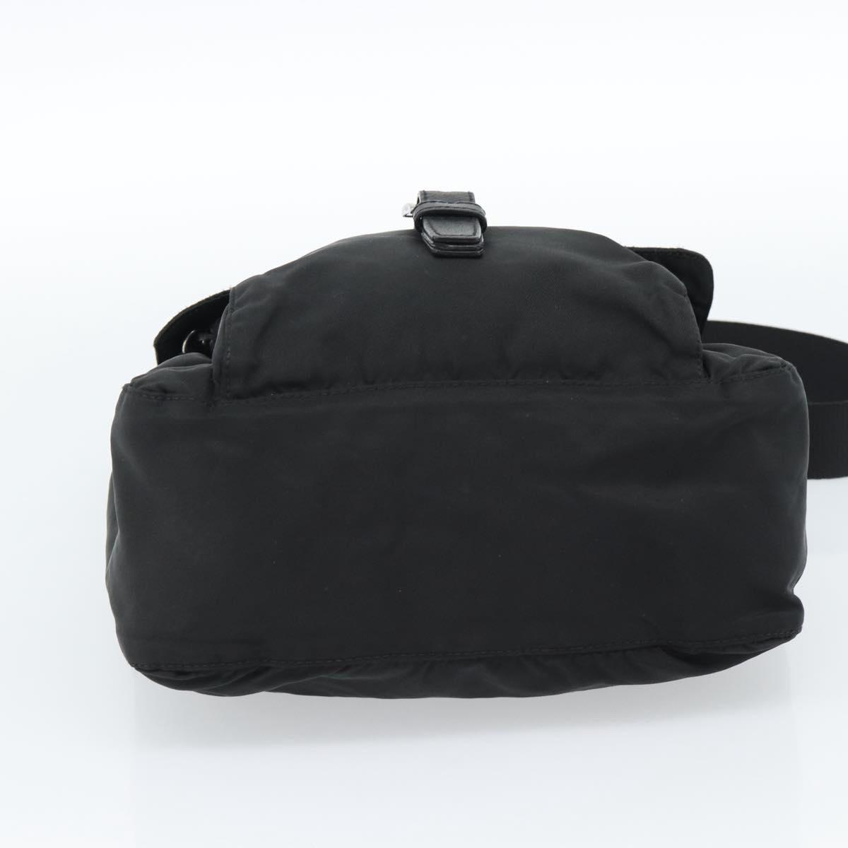 PRADA Shoulder Bag Nylon Black Silver Auth ka4660A