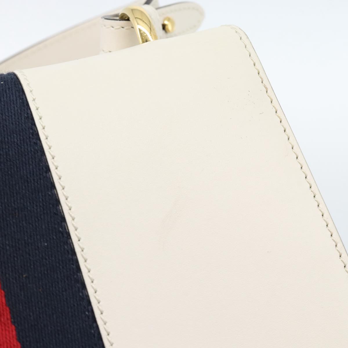 GUCCI Silvi Sherry Line Bag Leather 2way Red Gold Navy 421882 Auth ka4661M