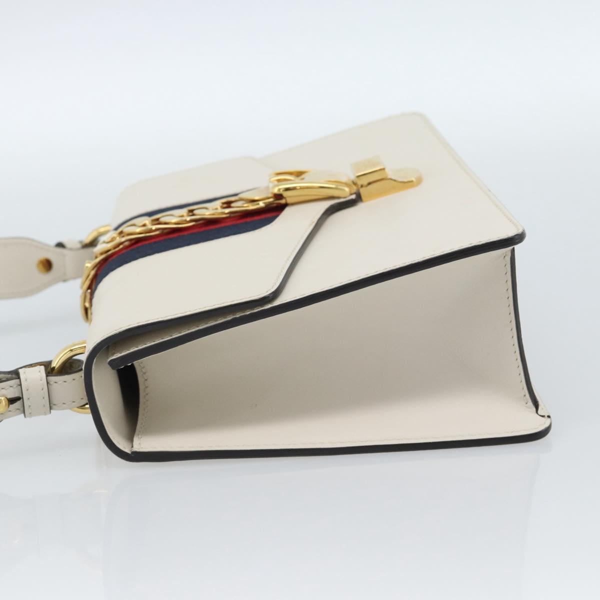 GUCCI Silvi Sherry Line Bag Leather 2way Red Gold Navy 421882 Auth ka4661M