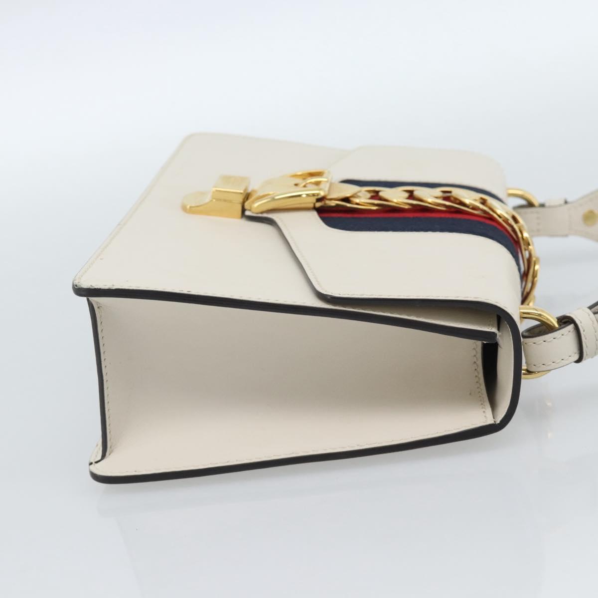 GUCCI Silvi Sherry Line Bag Leather 2way Red Gold Navy 421882 Auth ka4661M