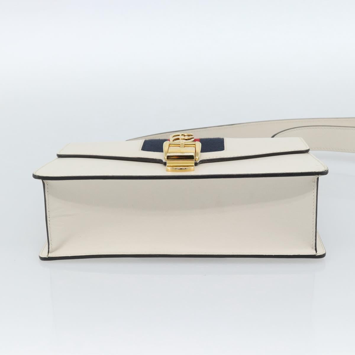 GUCCI Silvi Sherry Line Bag Leather 2way Red Gold Navy 421882 Auth ka4661M
