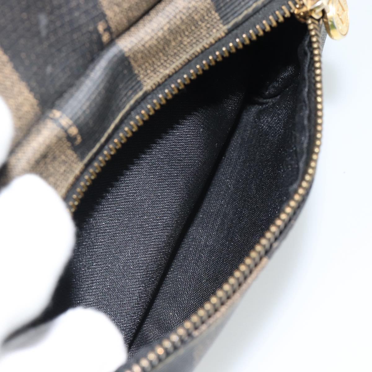 FENDI Pecan Canvas Backpack PVC Black Brown gold Auth ka4662