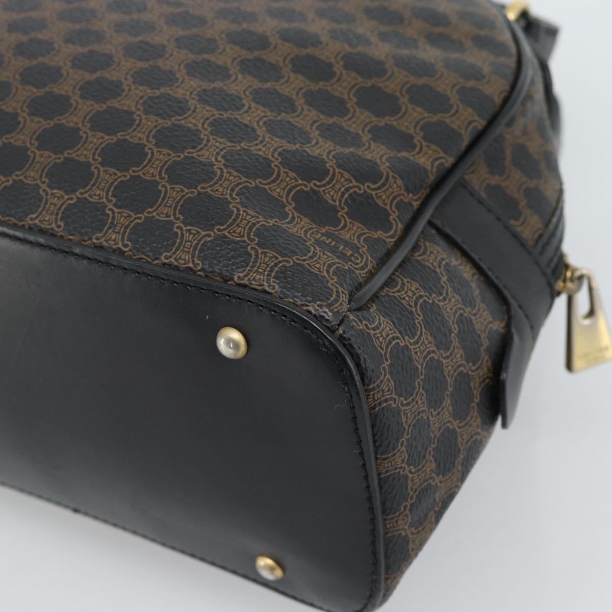 CELINE Macadam Canvas Hand Bag PVC Leather Black Gold Auth ka4663A