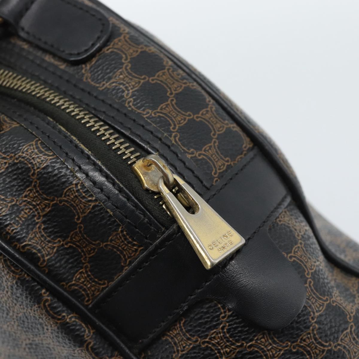 CELINE Macadam Canvas Hand Bag PVC Leather Black Gold Auth ka4663A