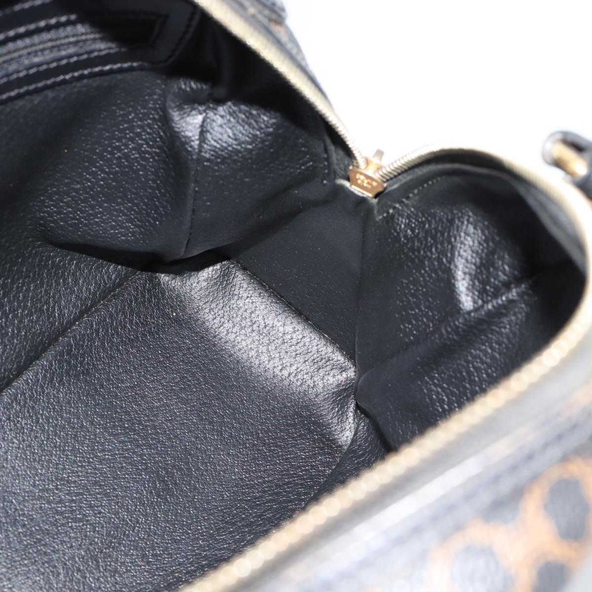 CELINE Macadam Canvas Hand Bag PVC Leather Black Gold Auth ka4663A