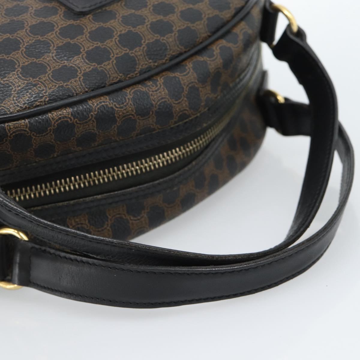 CELINE Macadam Canvas Hand Bag PVC Leather Black Gold Auth ka4663A