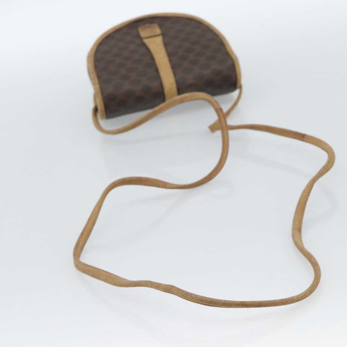 CELINE Macadam Canvas Shoulder Bag PVC Leather Brown Gold Auth ka4664