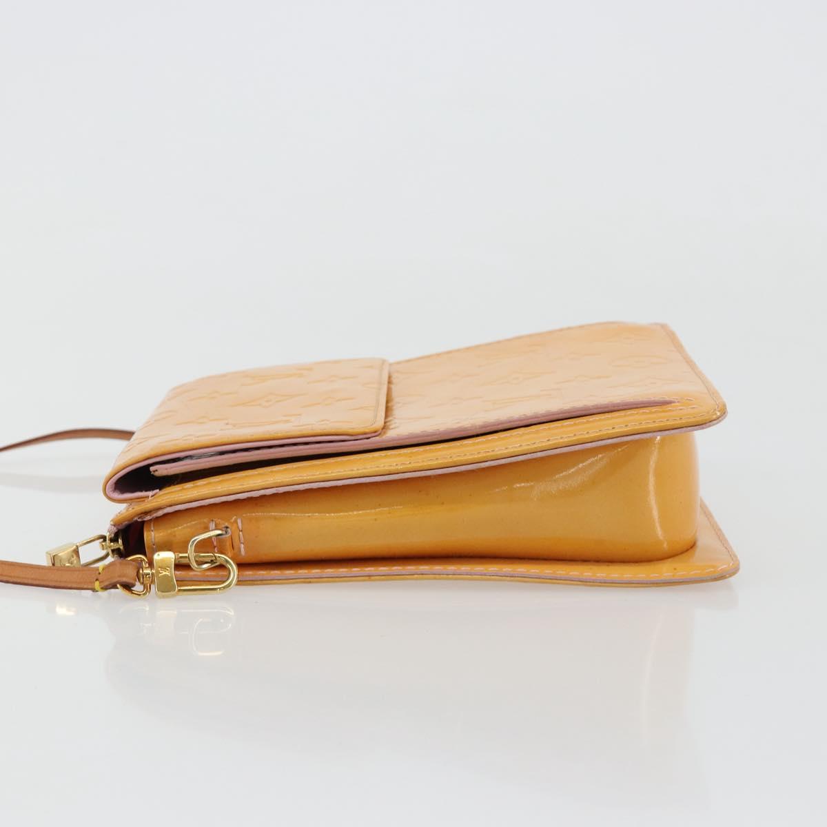LOUIS VUITTON Monogram Vernis Motto Pouch Marshmallow Pink M91312 Auth ka4665