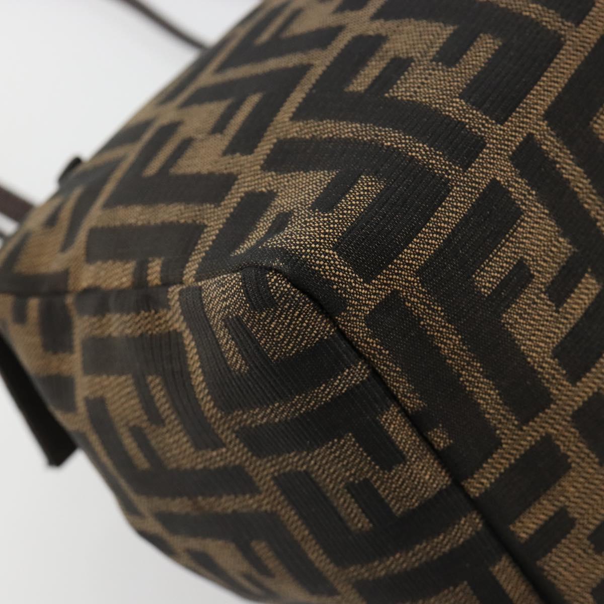 FENDI Zucca Canvas Hand Bag Brown Black Silver Auth ka4667A