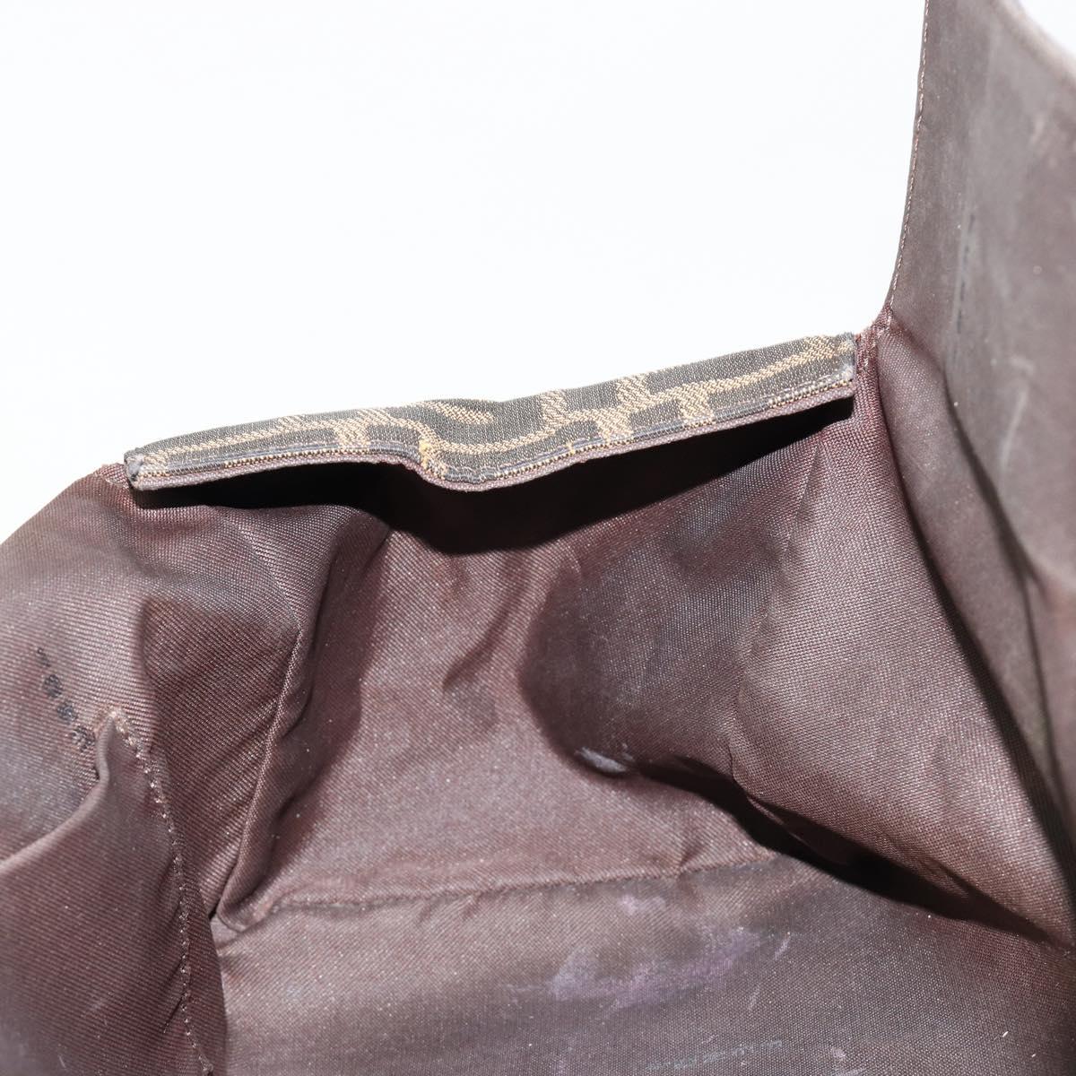 FENDI Zucca Canvas Hand Bag Brown Black Silver Auth ka4667A