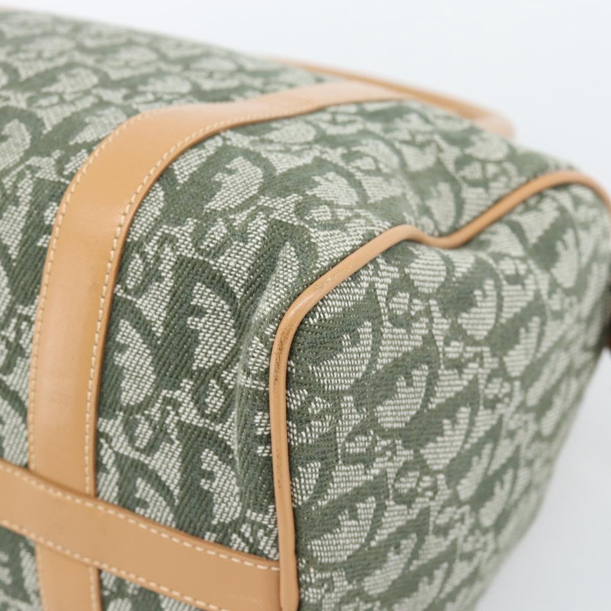 Christian Dior Trotter Canvas Hand Bag Green Gold Auth ka4669V
