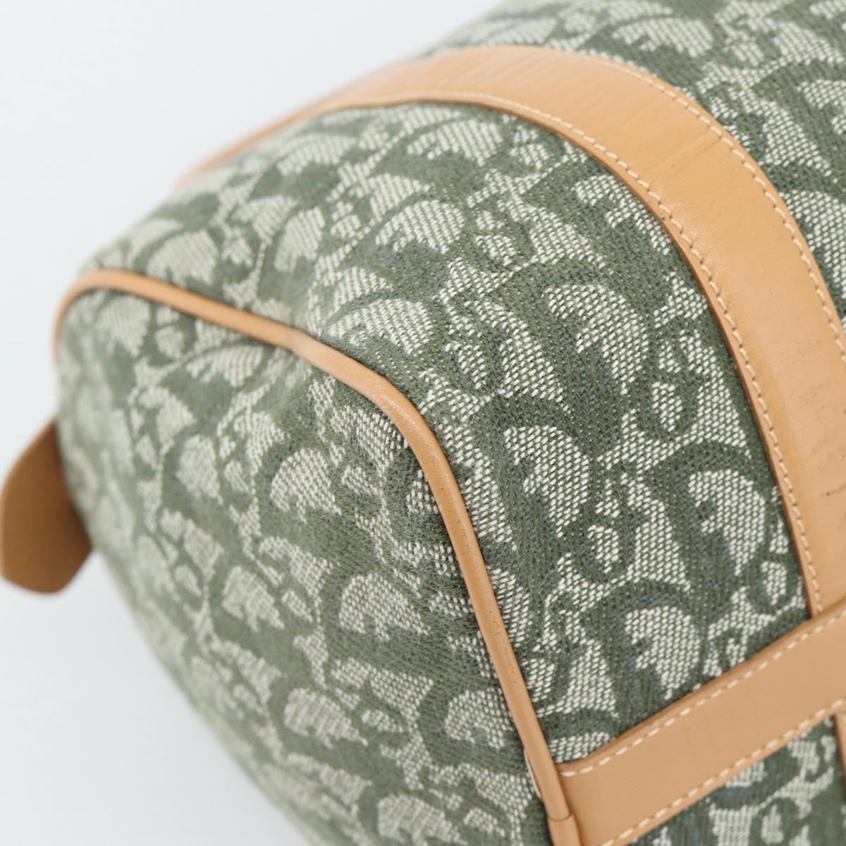 Christian Dior Trotter Canvas Hand Bag Green Gold Auth ka4669V