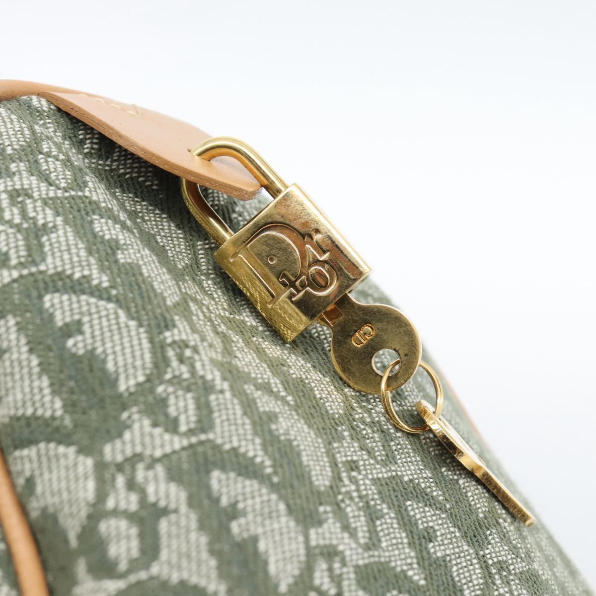 Christian Dior Trotter Canvas Hand Bag Green Gold Auth ka4669V