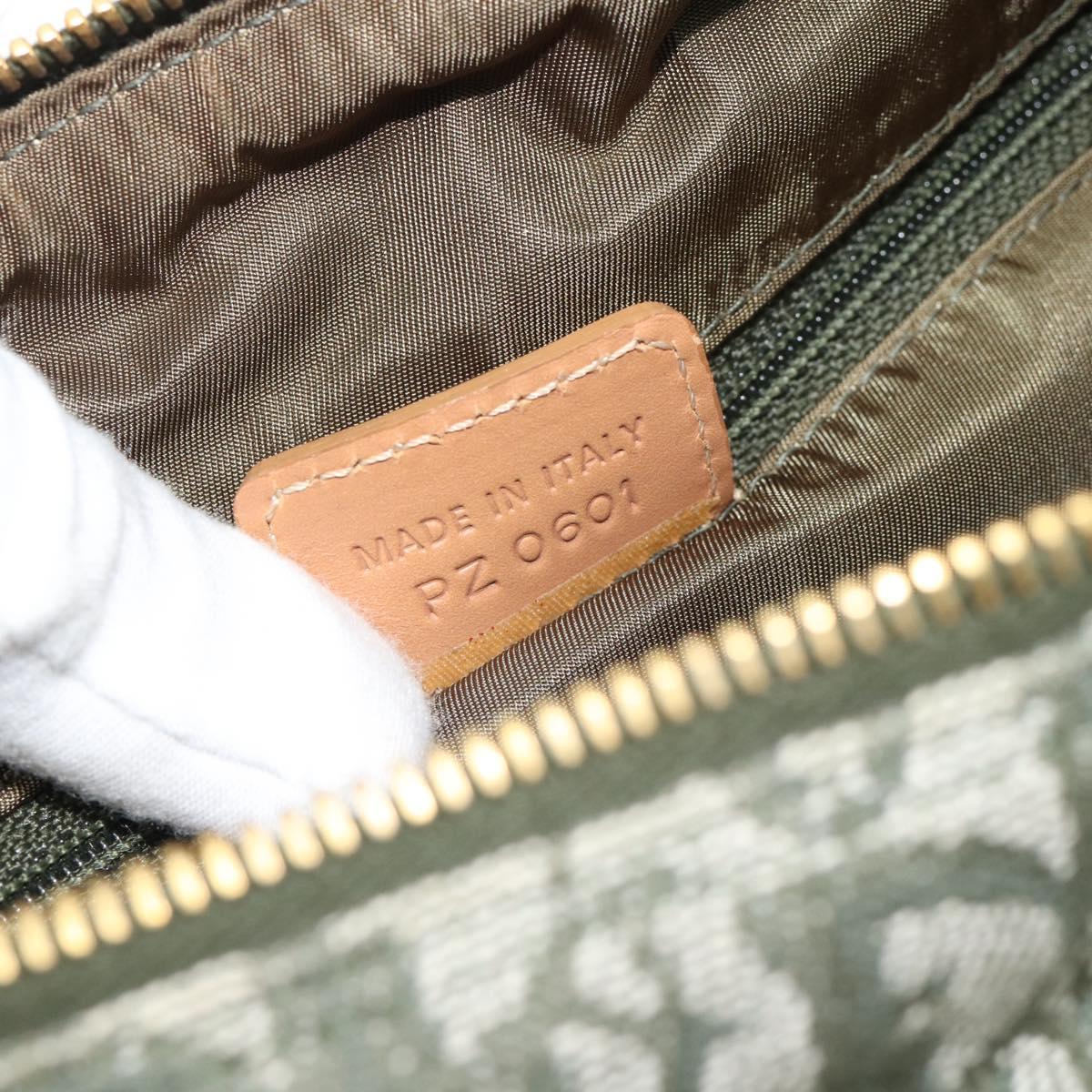 Christian Dior Trotter Canvas Hand Bag Green Gold Auth ka4669V