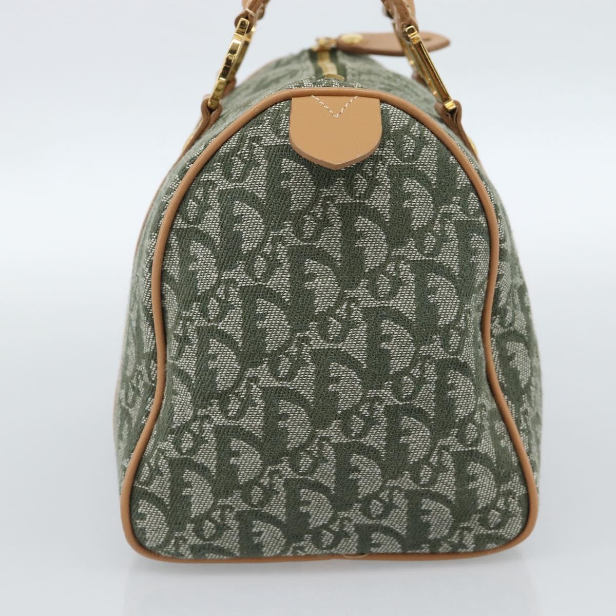 Christian Dior Trotter Canvas Hand Bag Green Gold Auth ka4669V