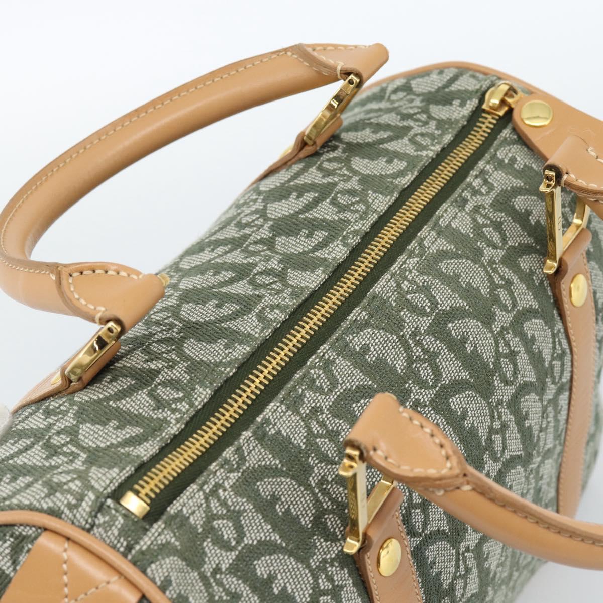 Christian Dior Trotter Canvas Hand Bag Green Gold Auth ka4669V