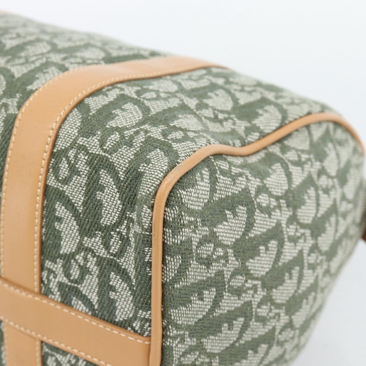 Christian Dior Trotter Canvas Hand Bag Green Gold Auth ka4669V