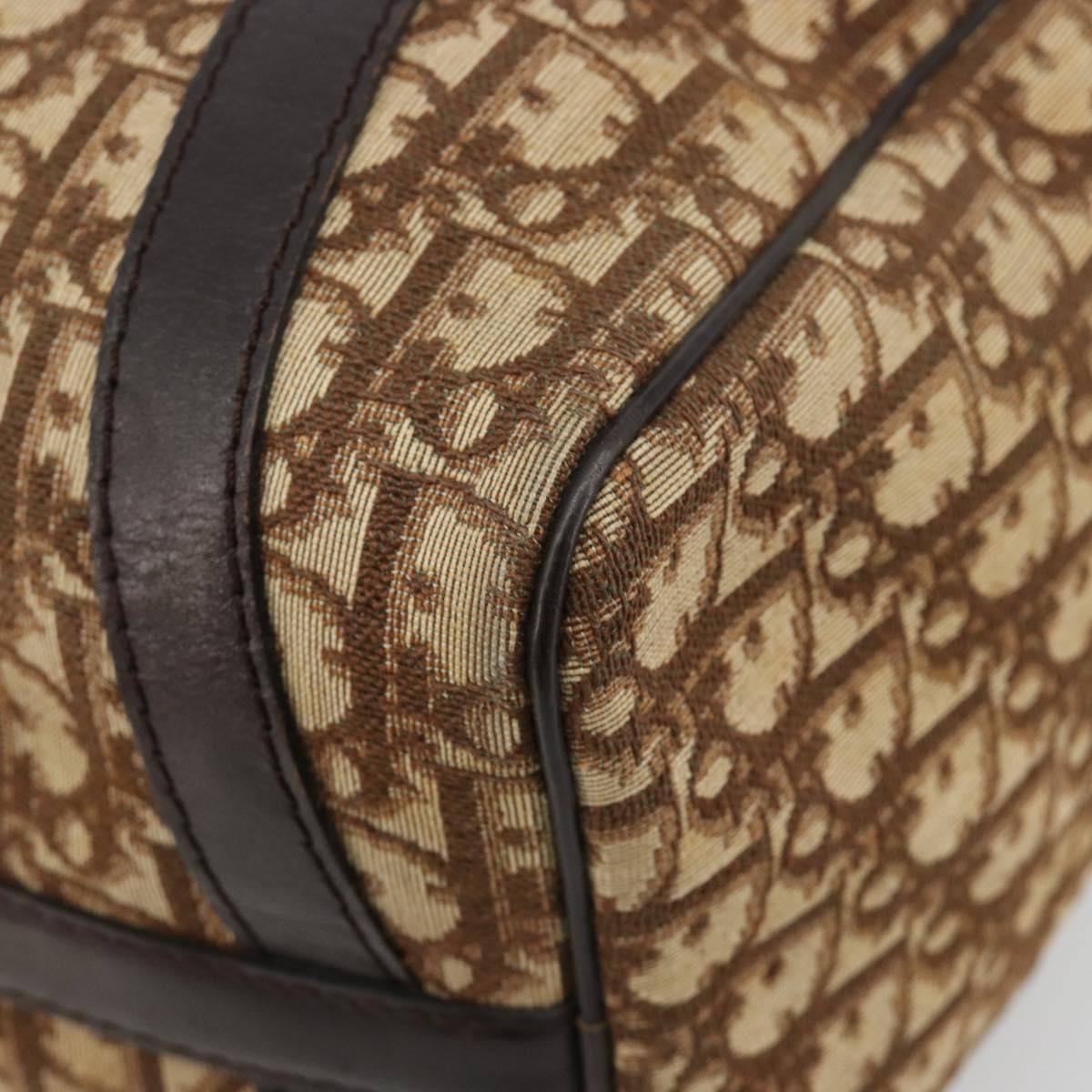 Christian Dior Trotter Canvas Hand Bag Brown Gold Auth ka4670