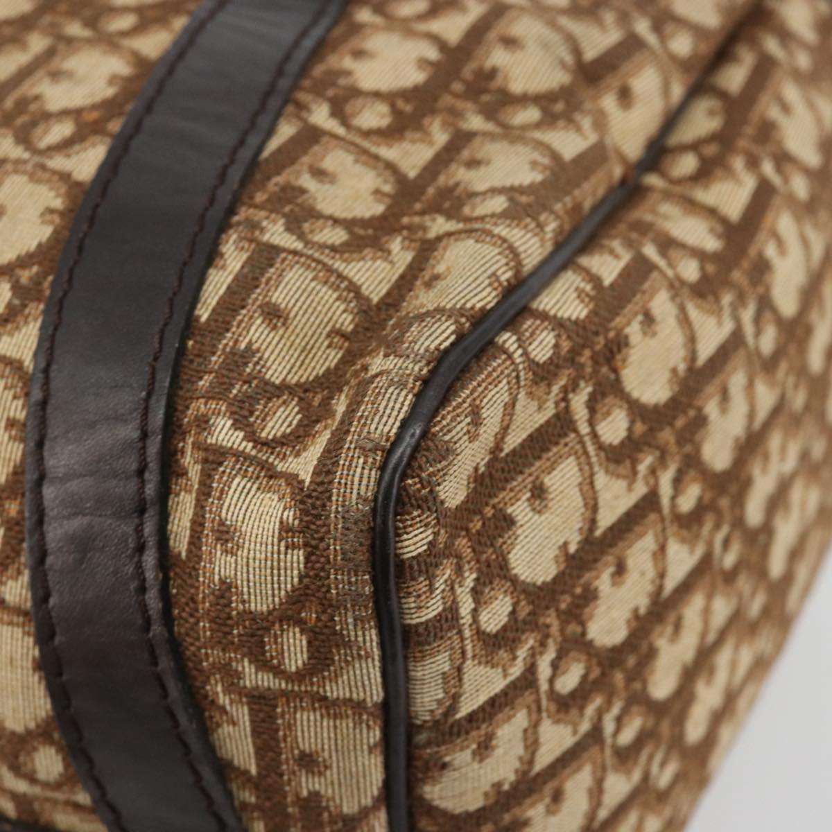 Christian Dior Trotter Canvas Hand Bag Brown Gold Auth ka4670
