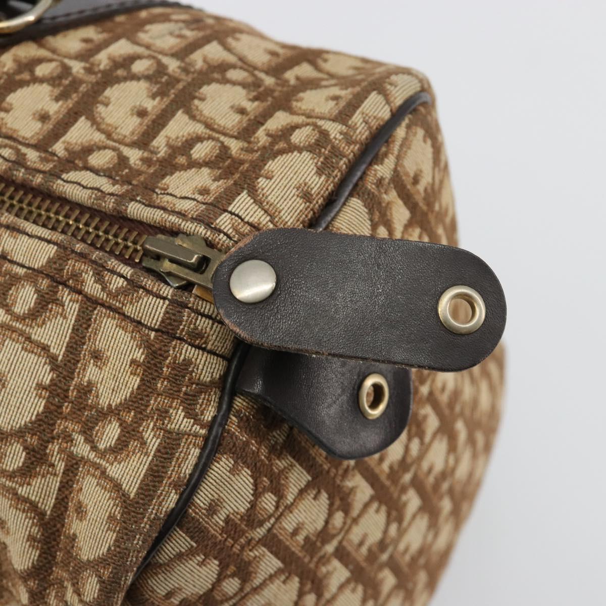 Christian Dior Trotter Canvas Hand Bag Brown Gold Auth ka4670