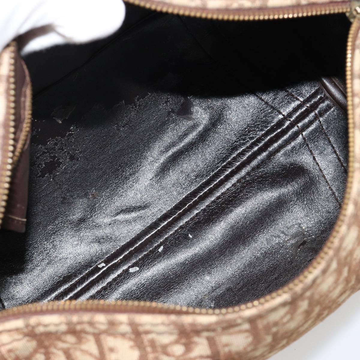 Christian Dior Trotter Canvas Hand Bag Brown Gold Auth ka4670