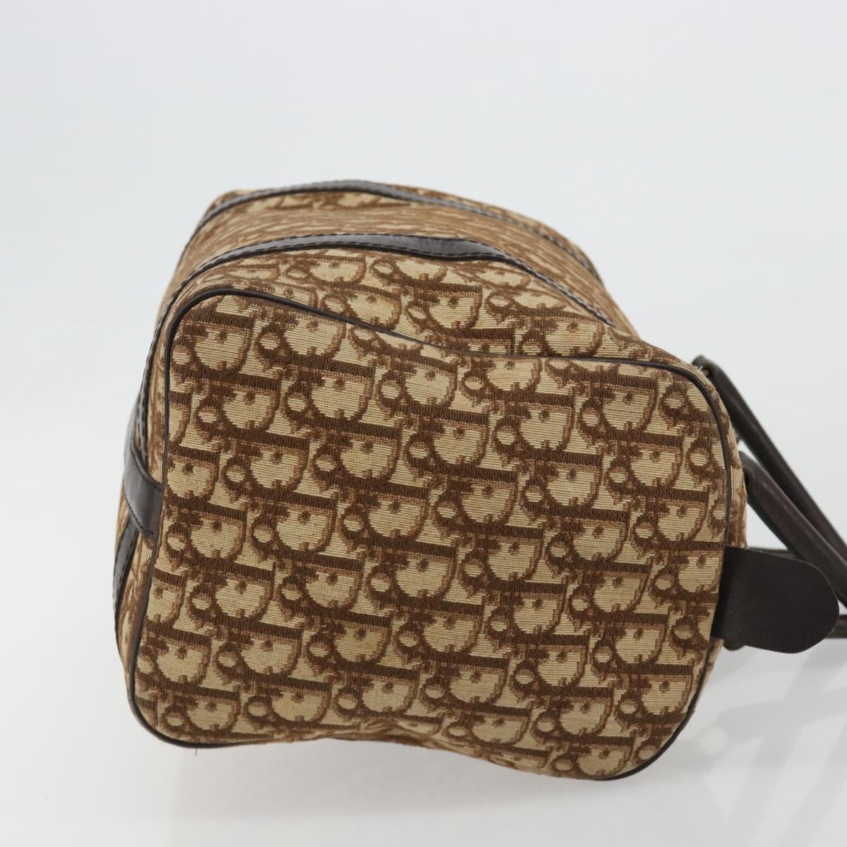 Christian Dior Trotter Canvas Hand Bag Brown Gold Auth ka4670