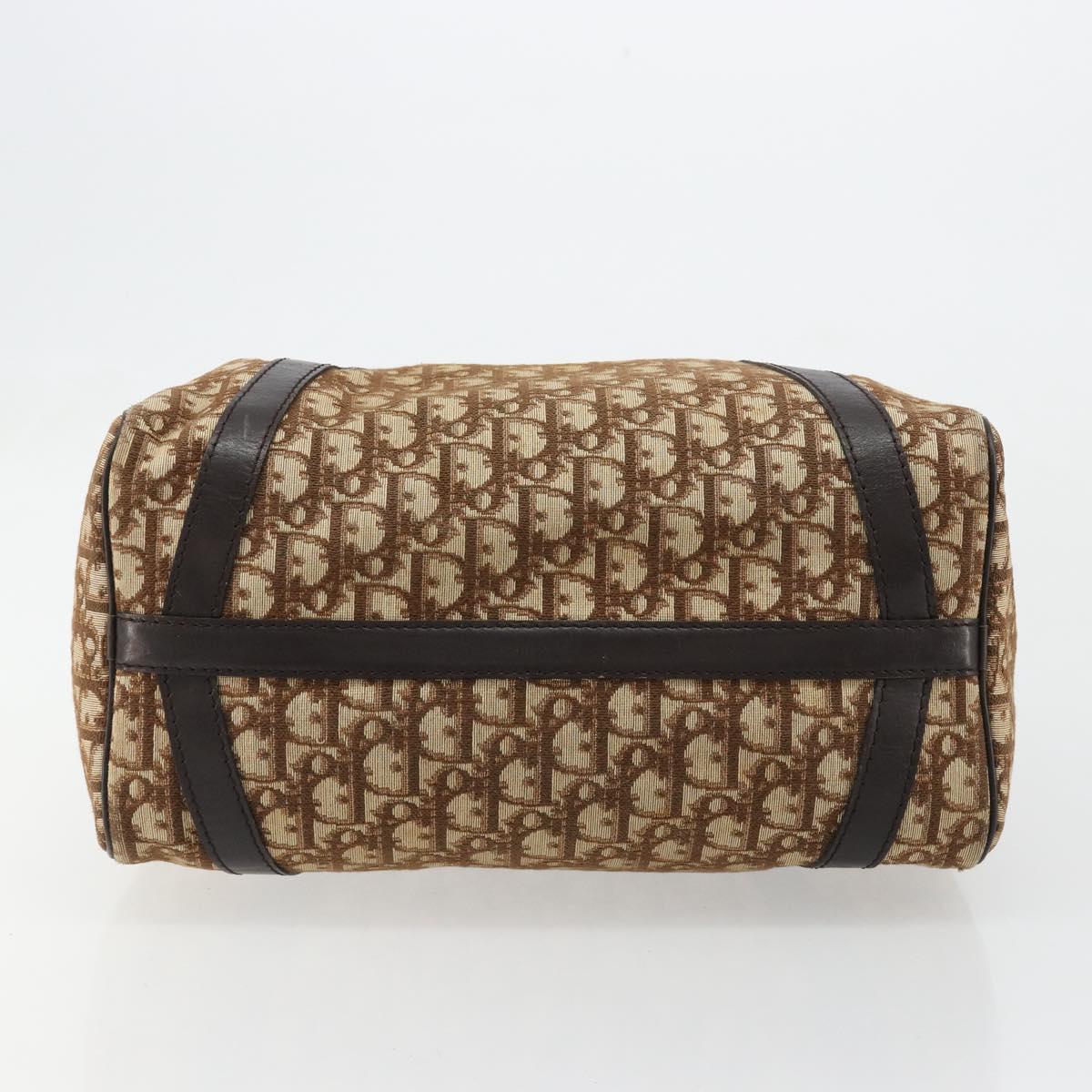 Christian Dior Trotter Canvas Hand Bag Brown Gold Auth ka4670