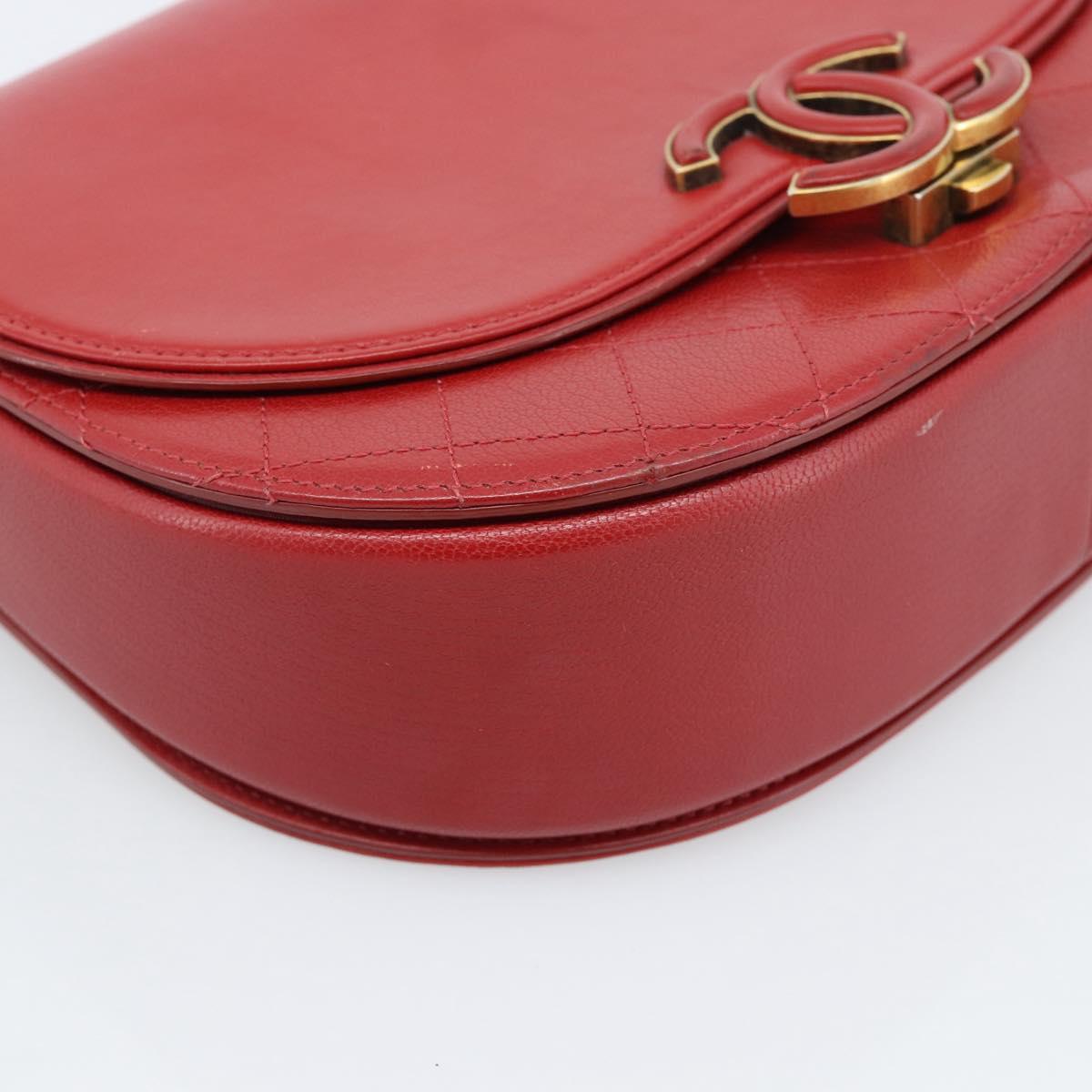CHANEL Chain Shoulder Bag Calf Skin Red CC Auth ka4671M