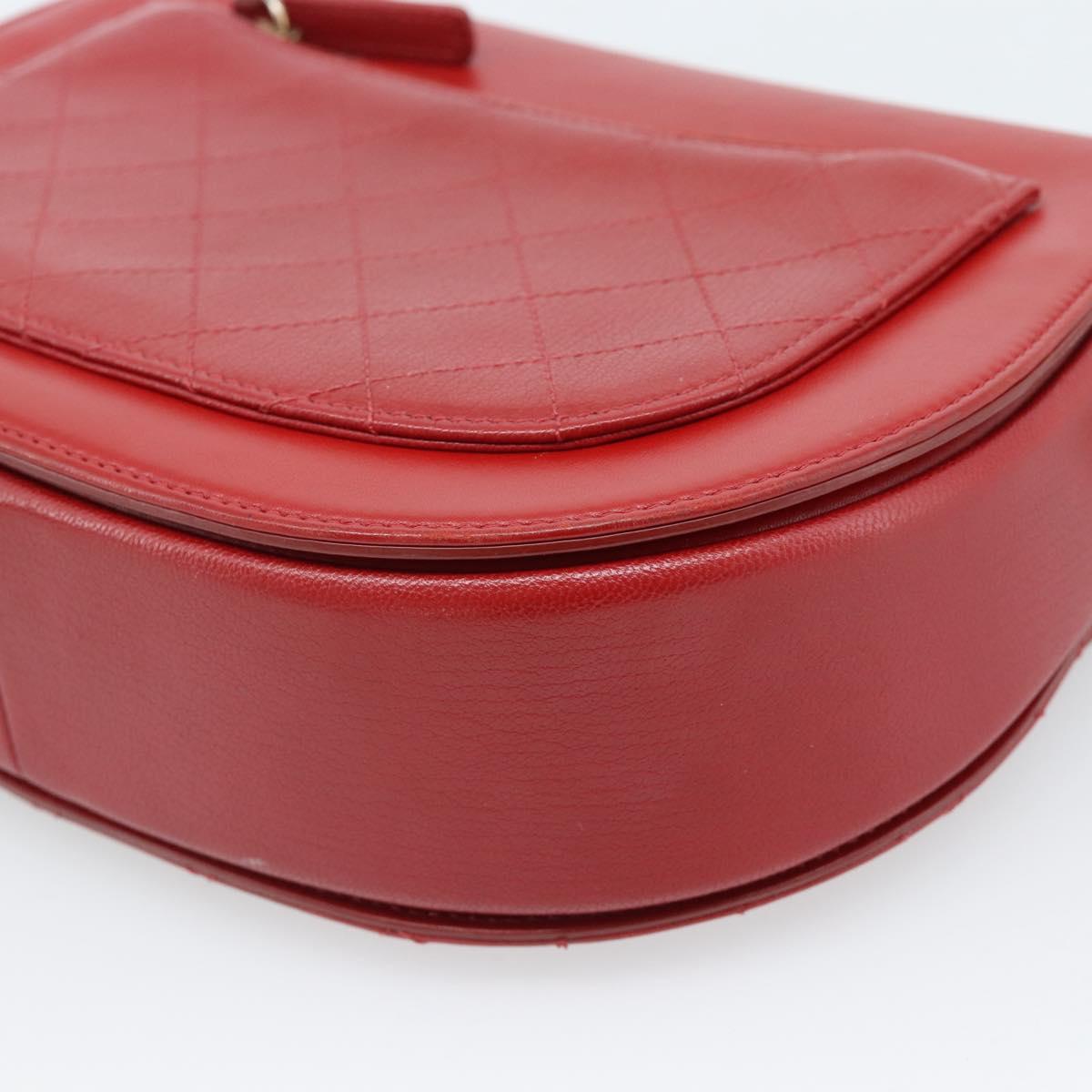 CHANEL Chain Shoulder Bag Calf Skin Red CC Auth ka4671M