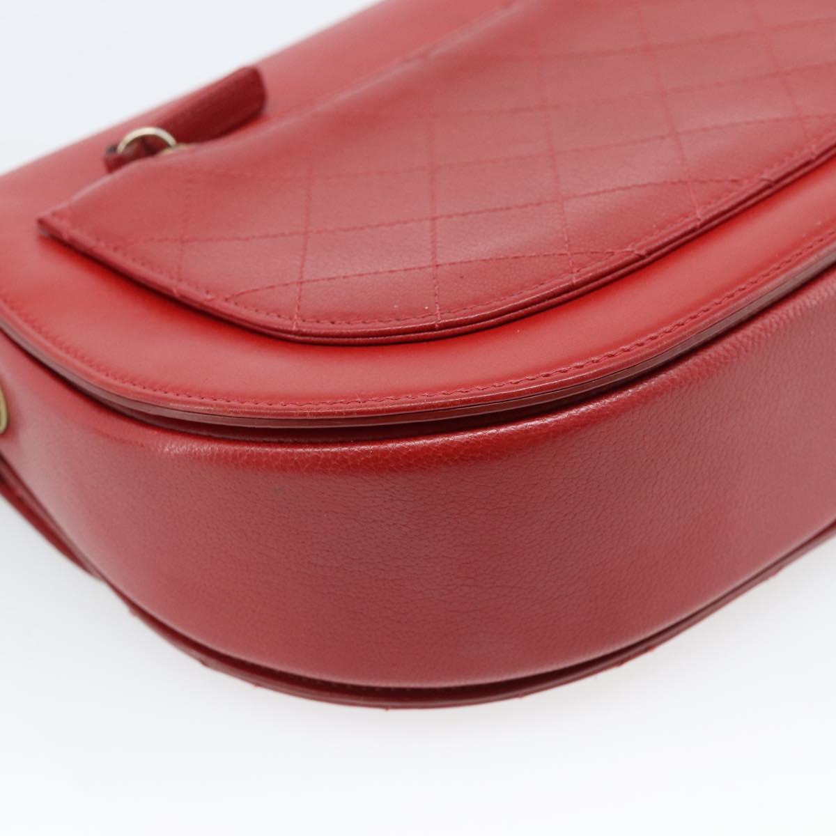 CHANEL Chain Shoulder Bag Calf Skin Red CC Auth ka4671M