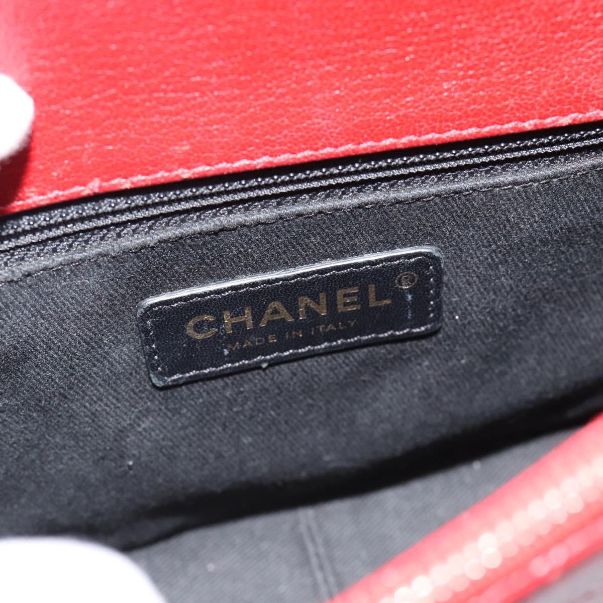 CHANEL Chain Shoulder Bag Calf Skin Red CC Auth ka4671M
