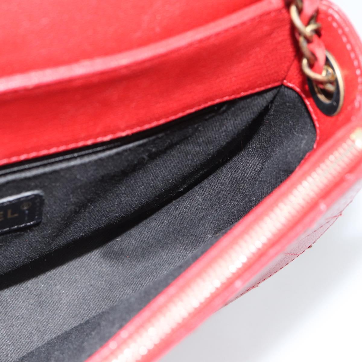 CHANEL Chain Shoulder Bag Calf Skin Red CC Auth ka4671M