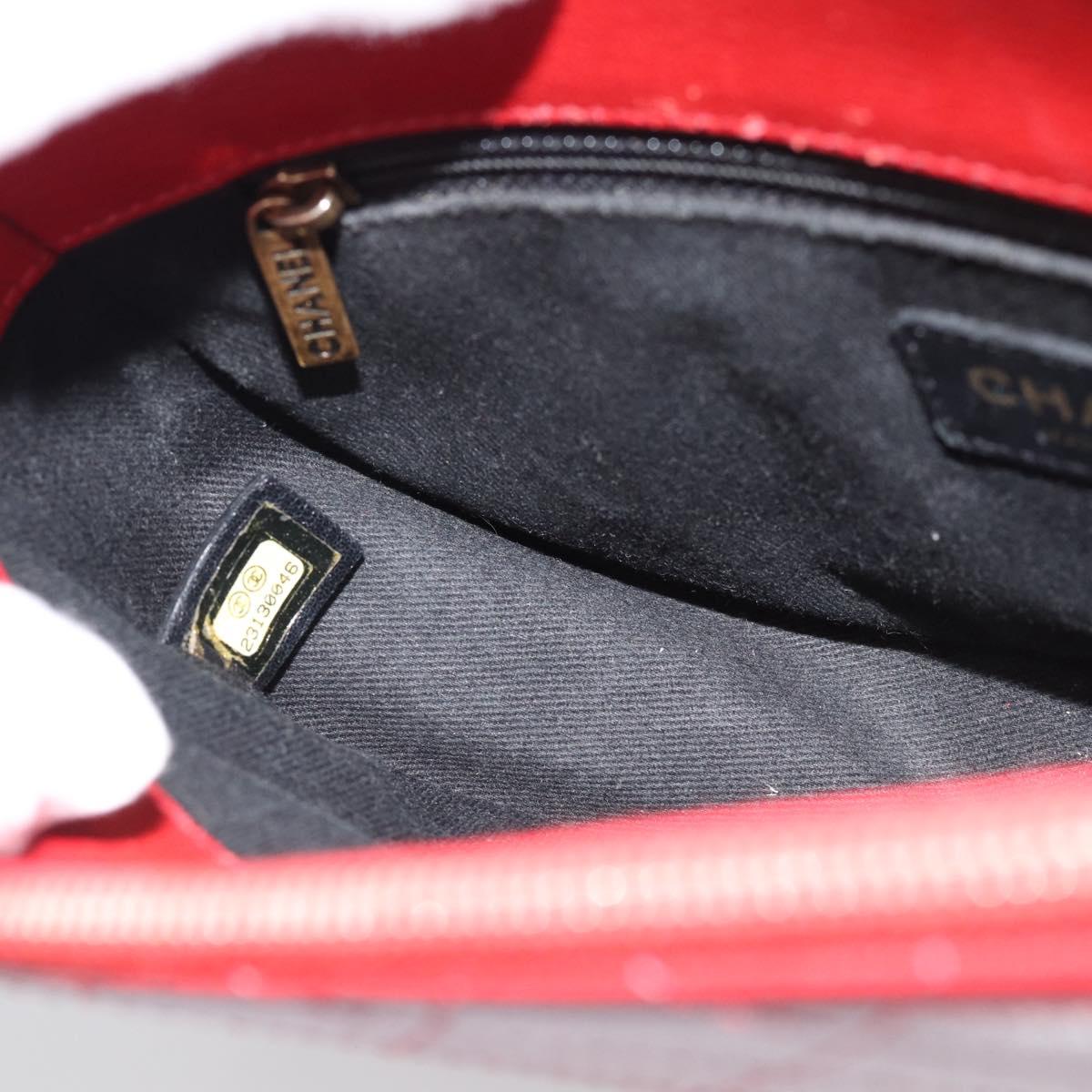 CHANEL Chain Shoulder Bag Calf Skin Red CC Auth ka4671M