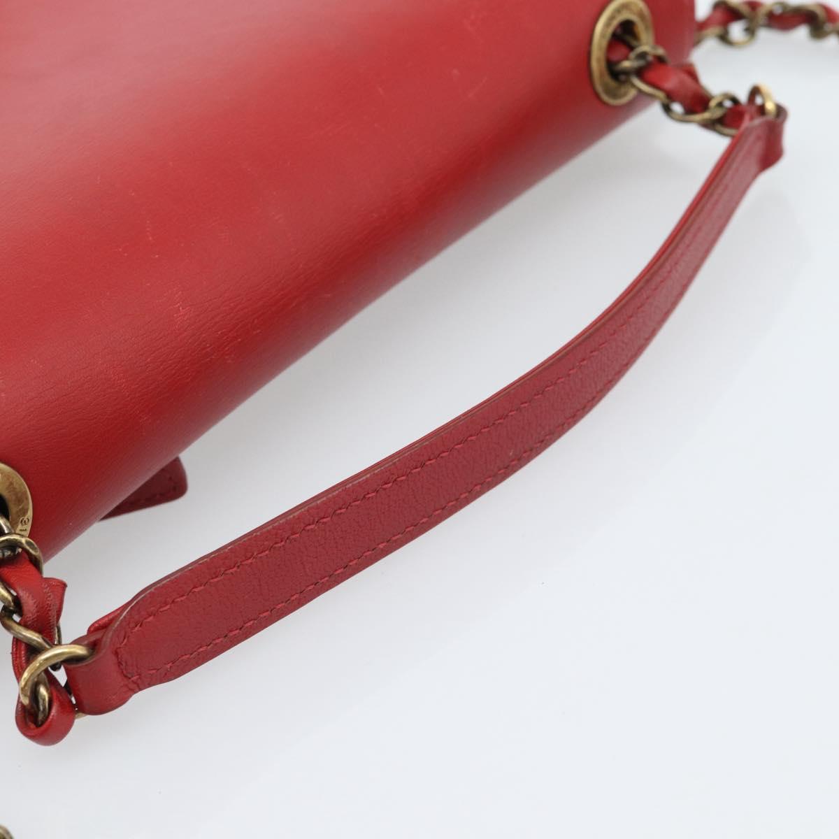 CHANEL Chain Shoulder Bag Calf Skin Red CC Auth ka4671M