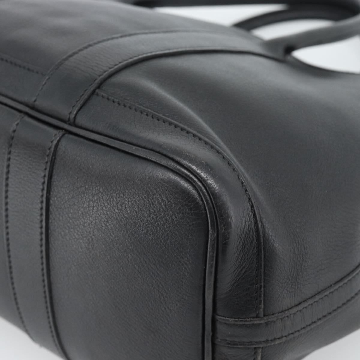 HERMES Garden Twily TPM Hand Bag Leather Black Silver Auth ka4672
