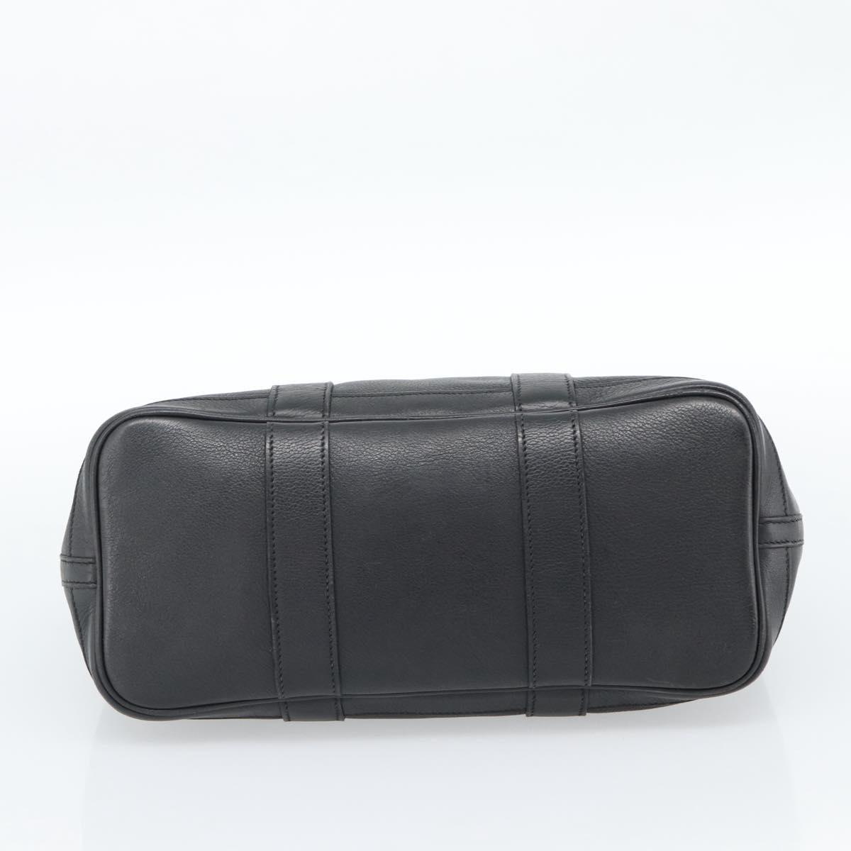 HERMES Garden Twily TPM Hand Bag Leather Black Silver Auth ka4672