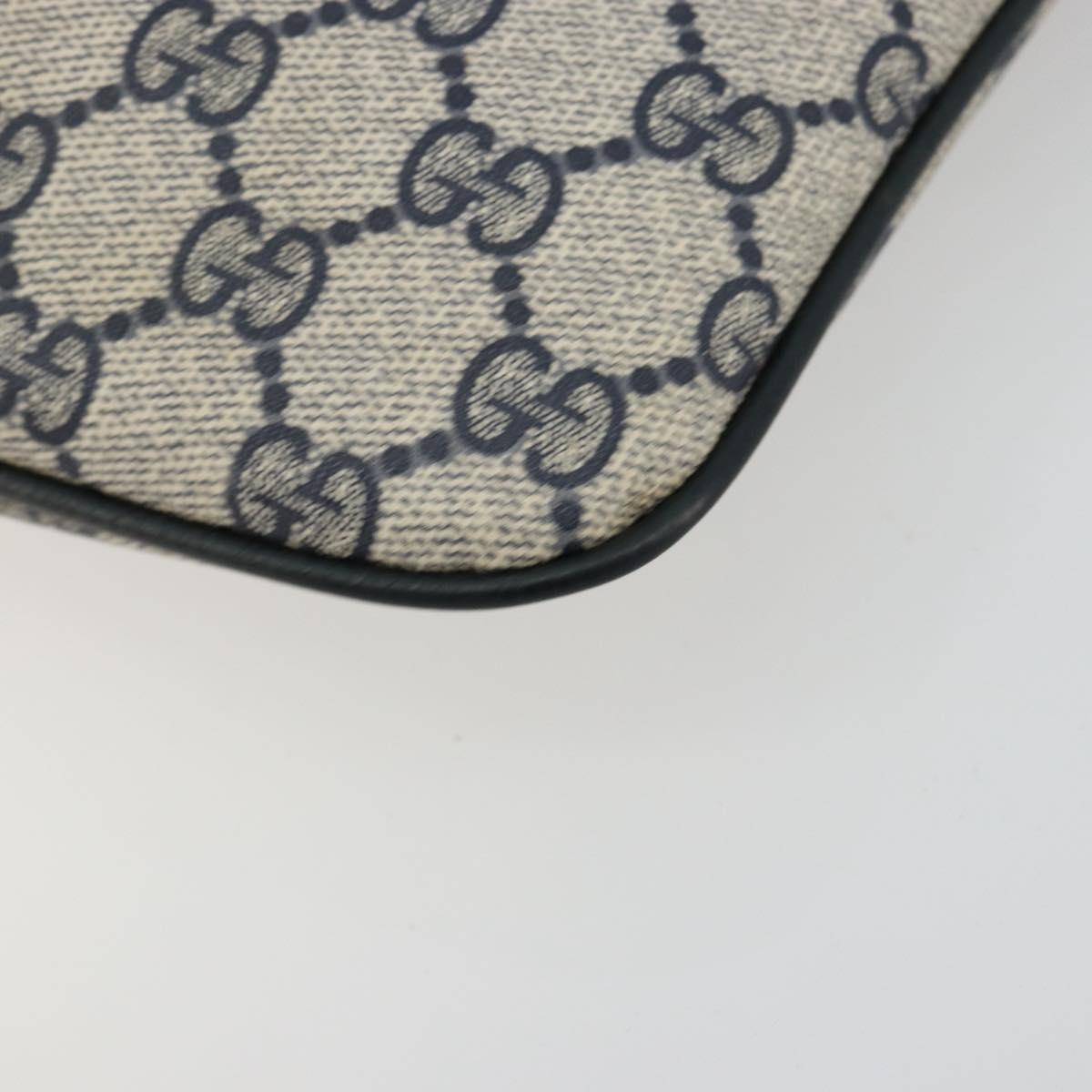 GUCCI GG Supreme Sherry Line Bag PVC Navy Gold Red 904 02 047 Auth ka4673
