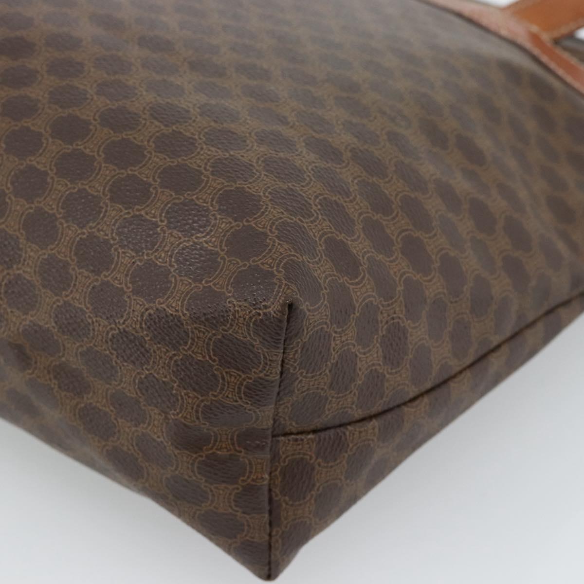 CELINE Macadam Canvas Tote Bag PVC Leather Brown Gold Auth ka4675