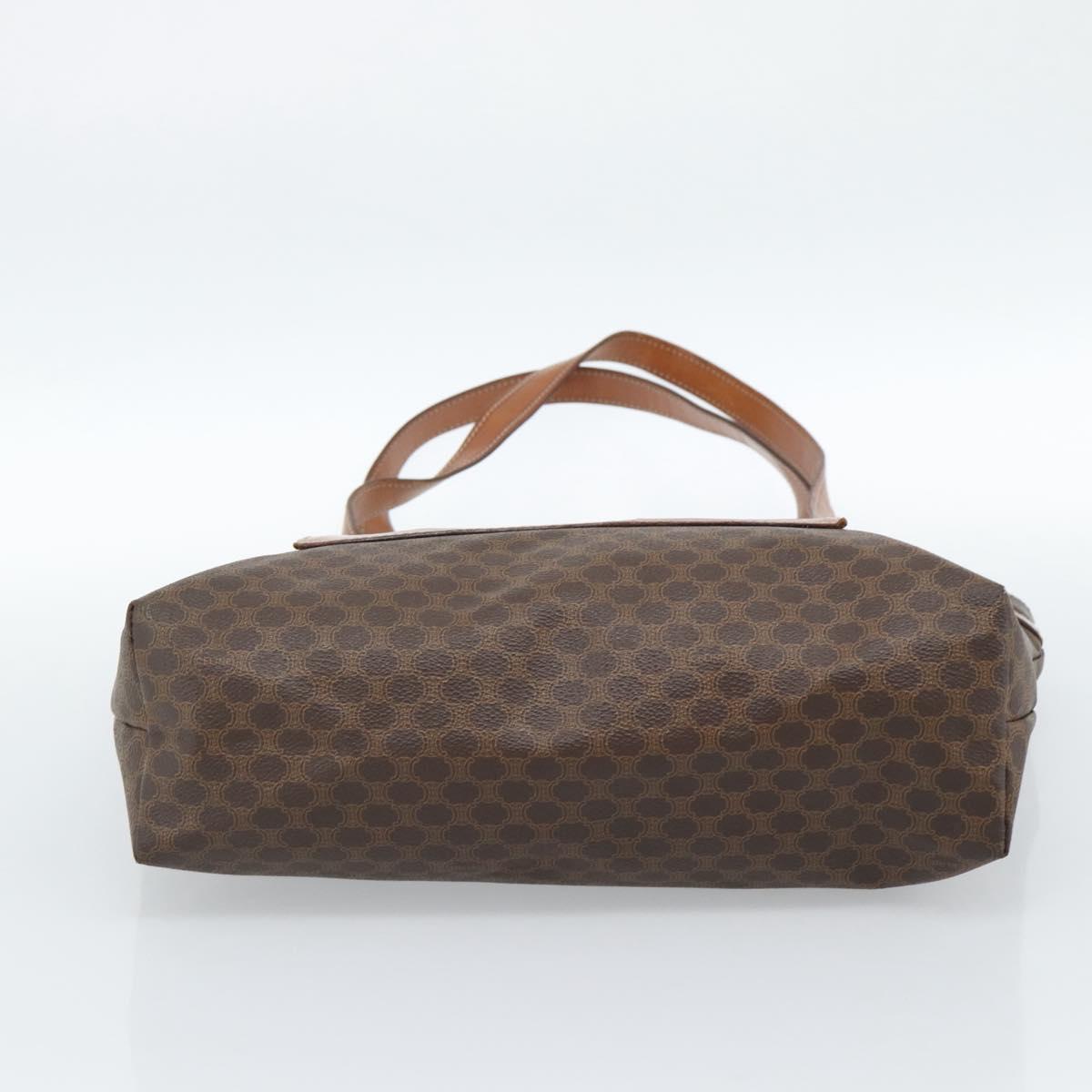 CELINE Macadam Canvas Tote Bag PVC Leather Brown Gold Auth ka4675