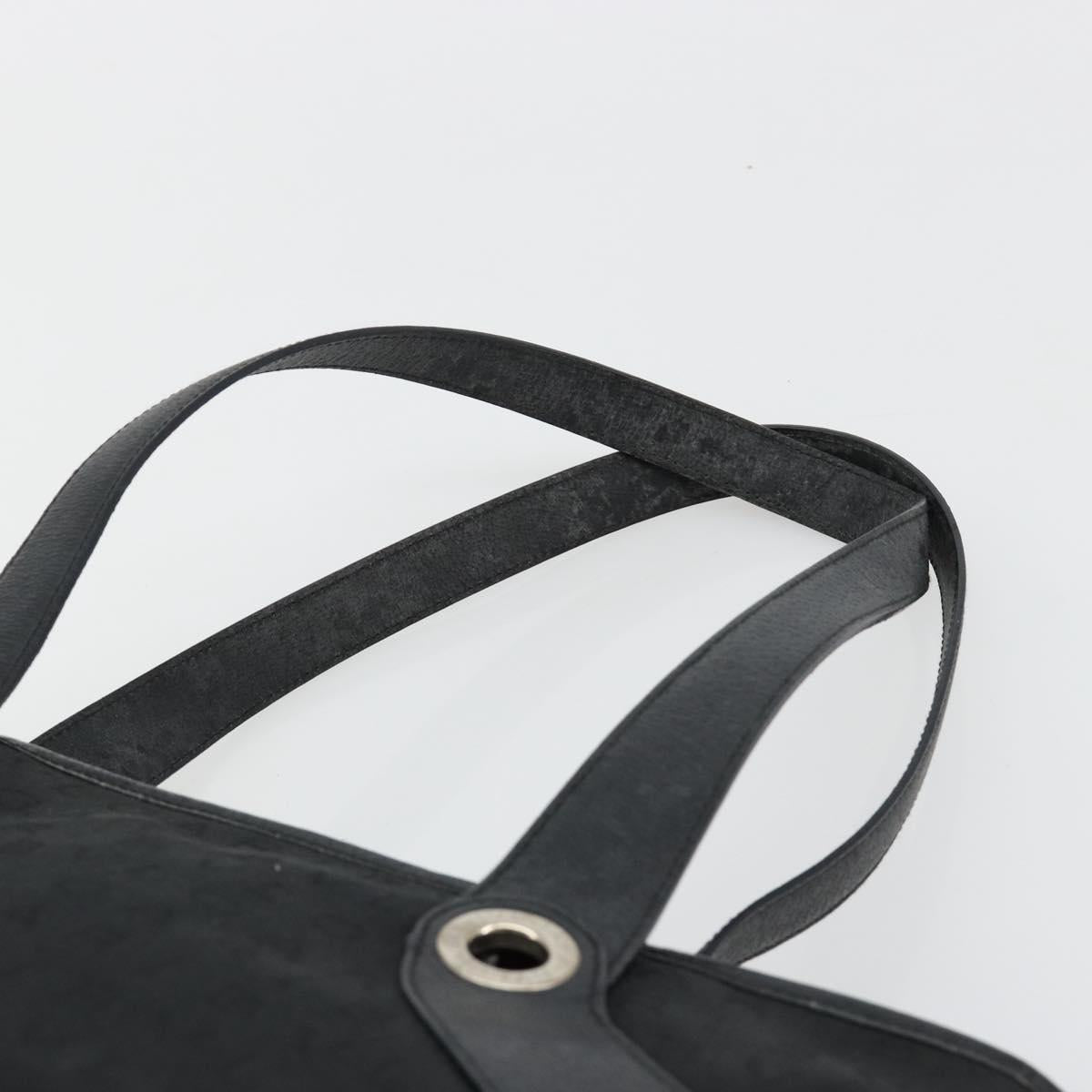 BVLGARI Hand Bag Canvas Leather Black Silver Auth ka4682