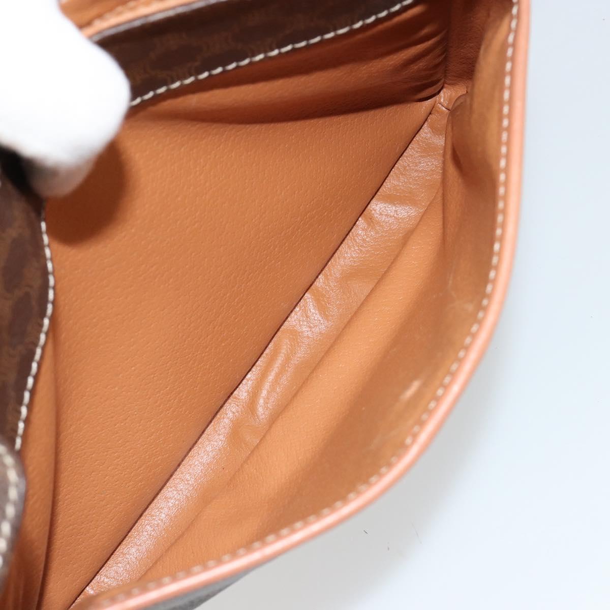 CELINE Macadam Canvas Circle Shoulder Bag PVC Leather Brown Gold Auth ka4684A