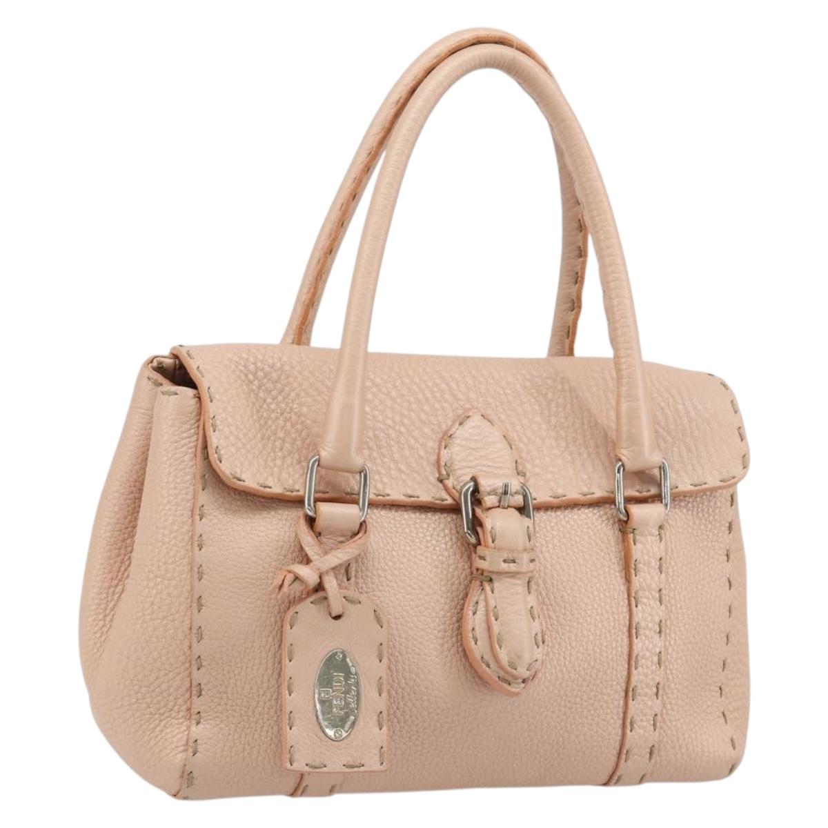 FENDI Celeria Hand Bag Leather Pink Silver Auth ka4687A