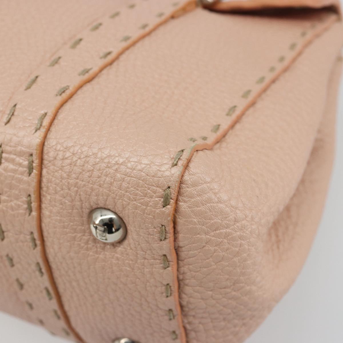 FENDI Celeria Hand Bag Leather Pink Silver Auth ka4687A